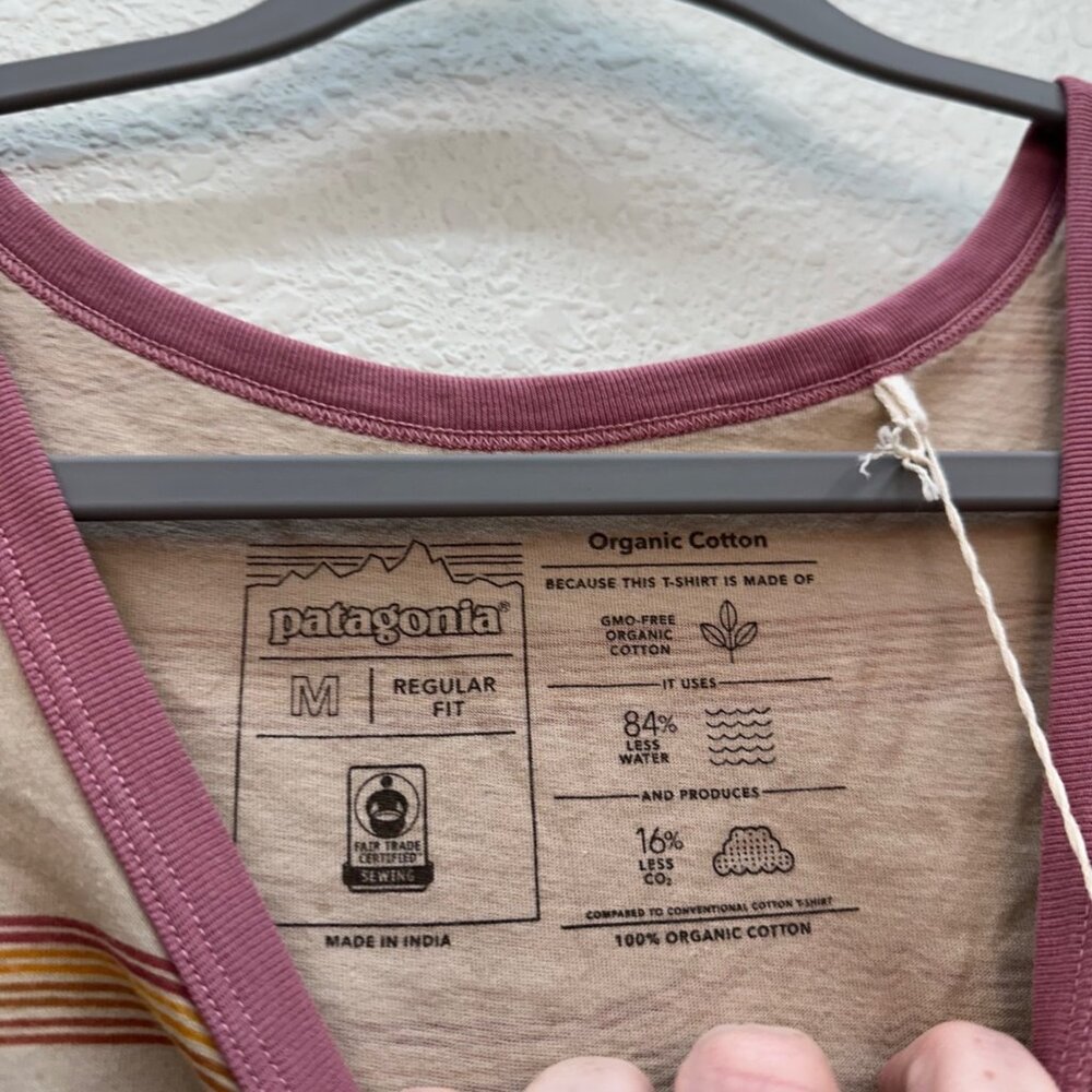 Patagonia Ridge Rise Stripe Organic Ringer Tank Top Shirt Womens size Medium NEW - Picture 2 of 8